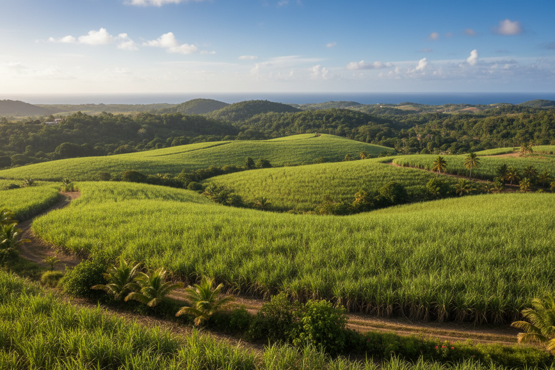 Paysage de champ de canne a sucre en Martinique